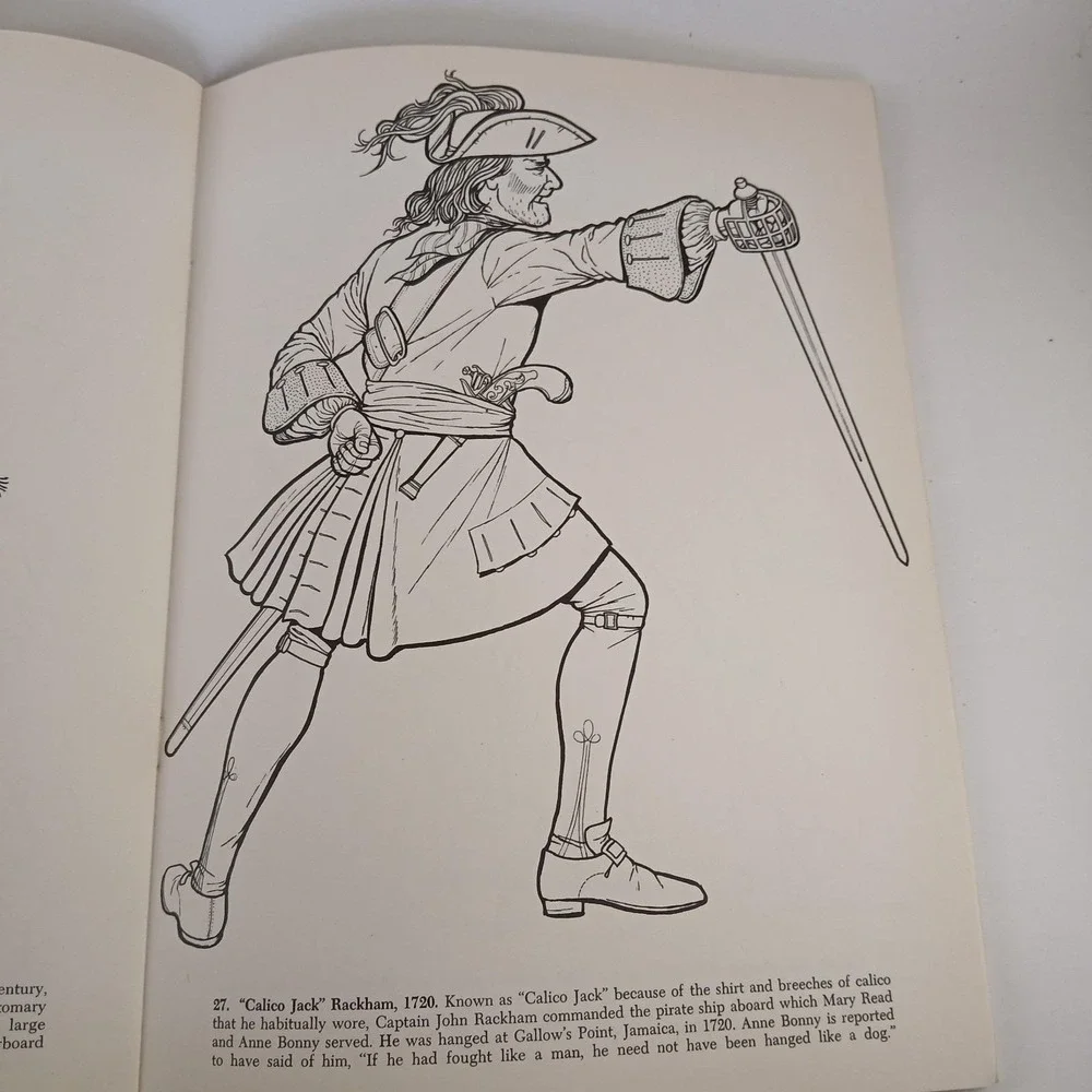 Vintage Pirates & Buccaneers/Atlantic Ocean Coloring Book Fish Animals Education